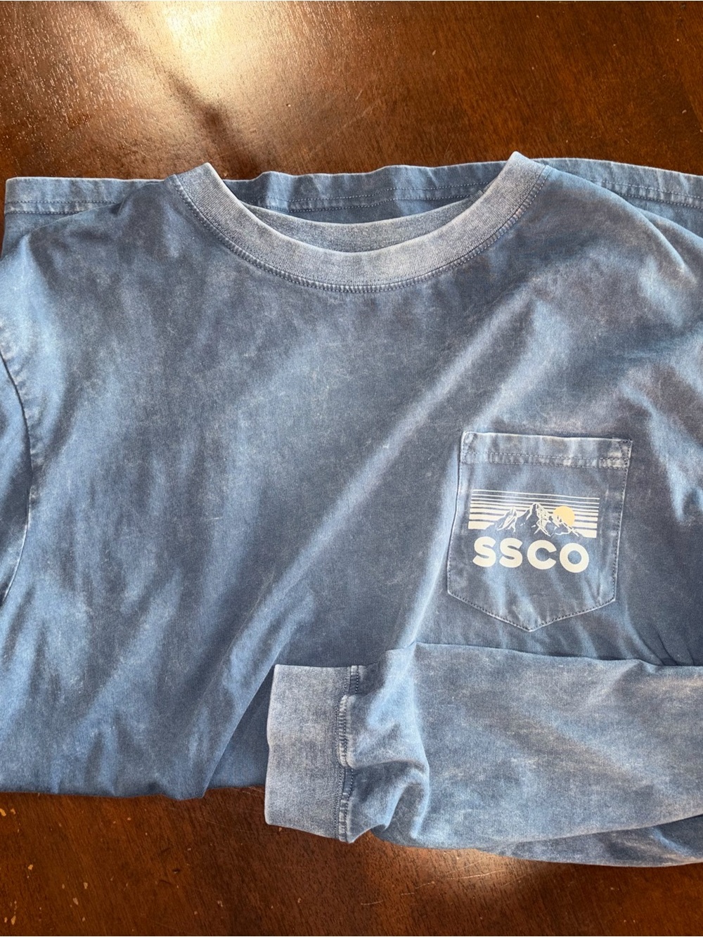 The Southern Shirt Company Blue Long Sleeve Pocket Tee SSCO Logo